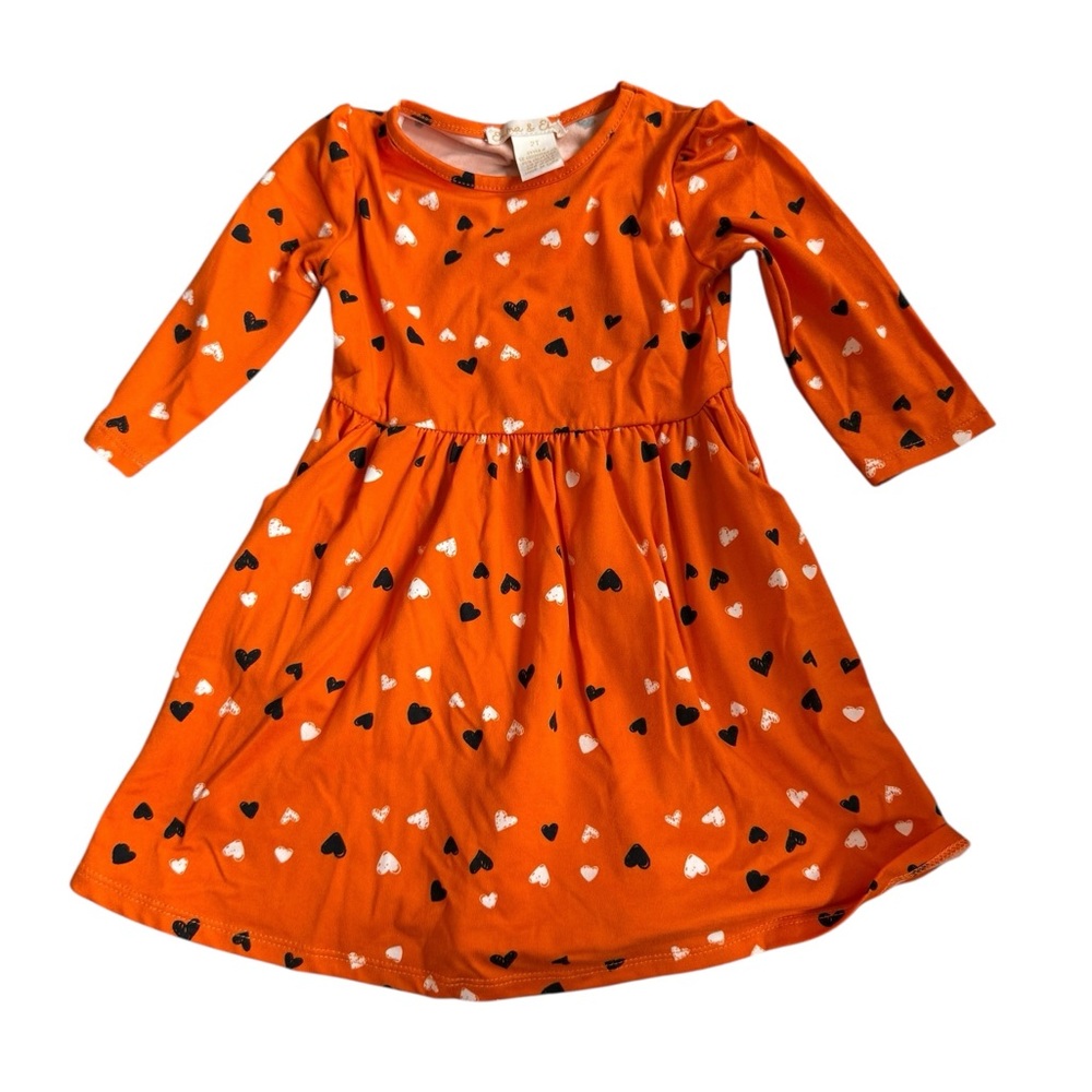 Charming Orange Heart Kids Dress